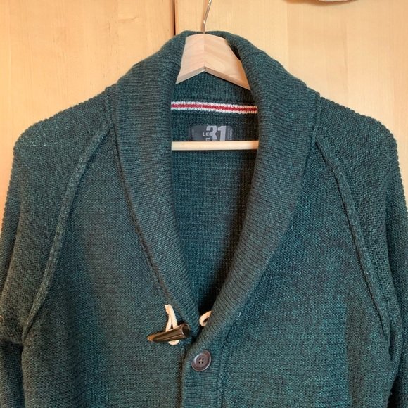 le 31 Sweaters - Green boyfriend cardigan with elbow patches